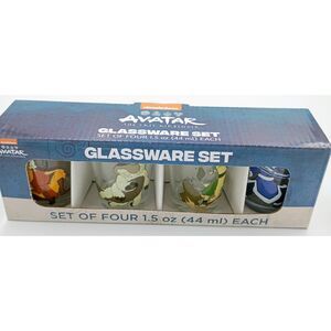 Nickelodeon Cartoon Avatar The Last Airbender 4-Piece 1.5oz Shot Glasses NEW
